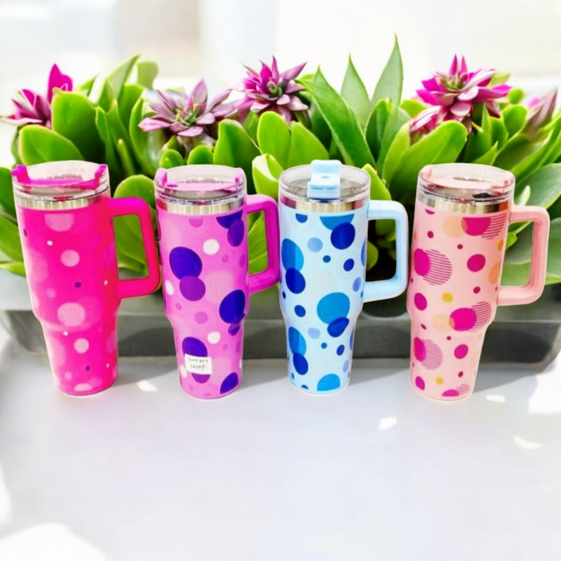 Polka Dots Printed Tumbler  - BWH434 - Assorted Colours