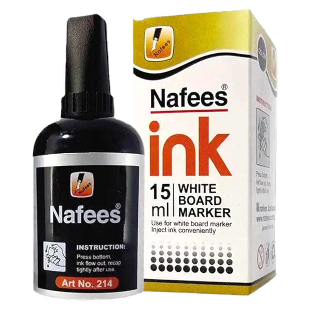 [6233374652146] Nafees White Board Marker Ink 15ml (Black)