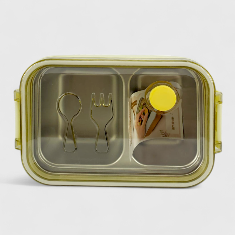 Sanyueyipin Steel Lunch Box Fork & Spoon Design  - 160 (Yellow)