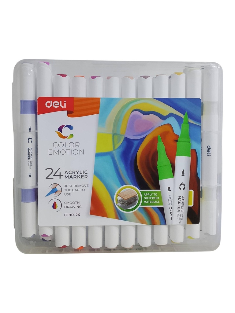 [6942233637117] Deli - Color Emotion 24 Acrylic Markers - No. EC190-24