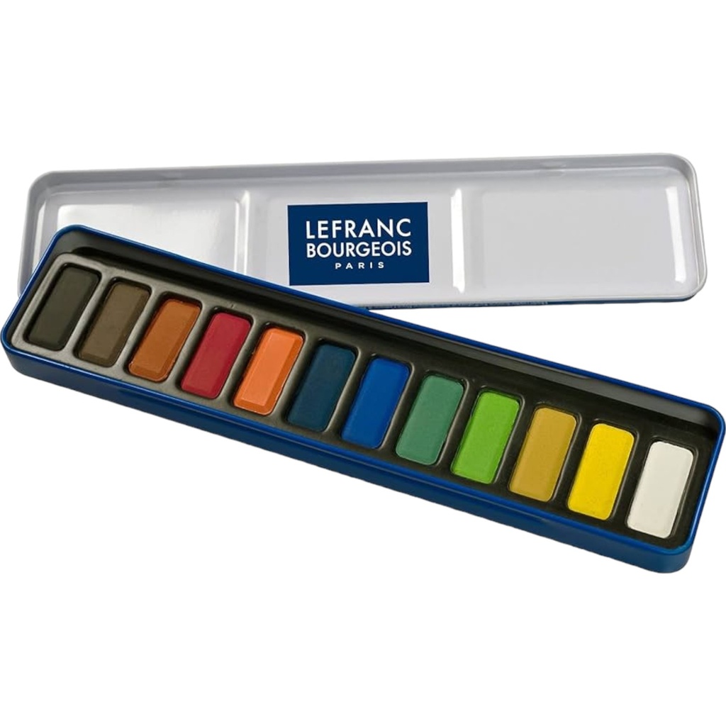 [3013641881348] Lefranc & Bourgeois Water Colour - Boite Metal 12 Pastilles Aquarelle