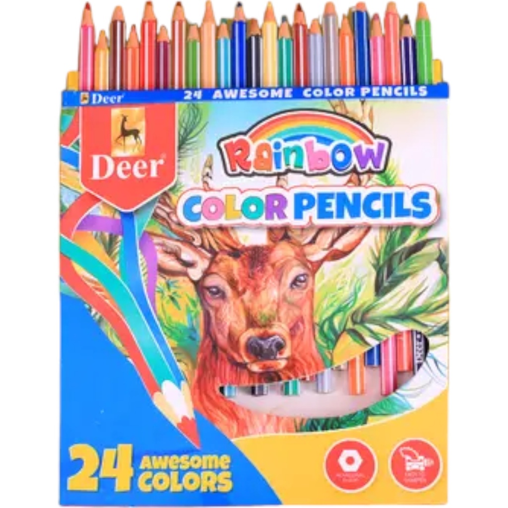 Rainbow Colour Pencils - 24 Pcs - 100-24 - Deer