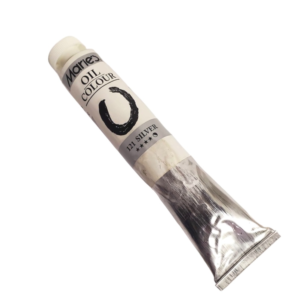 Oil Colour Paint Tube - 121 Silver - 50ml - Maries