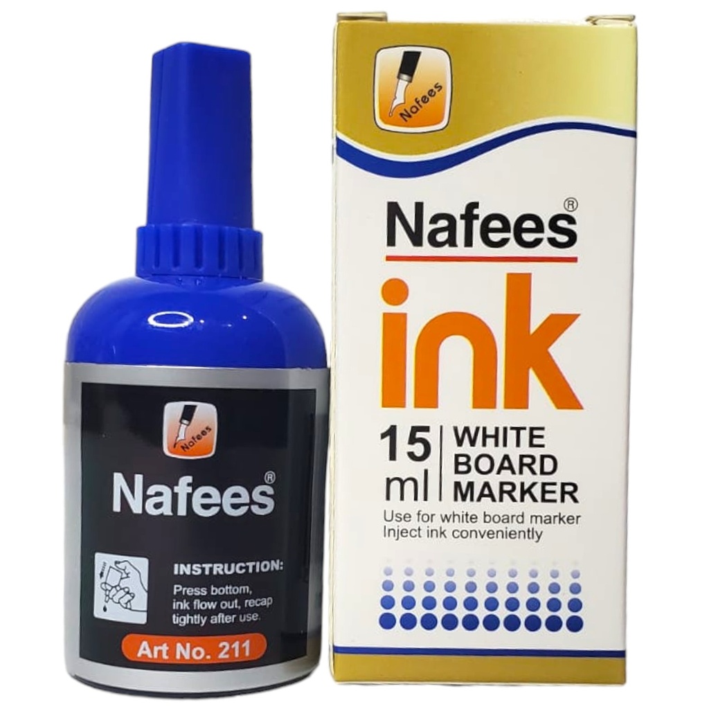 [6233374652115] Nafees White Board Marker Ink 15ml (Blue)