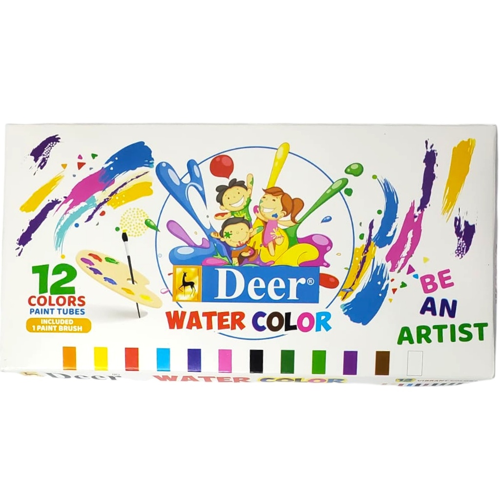 12 Water Color Paint Tube - 12 Vibrant Color - No. 40012 - Deer