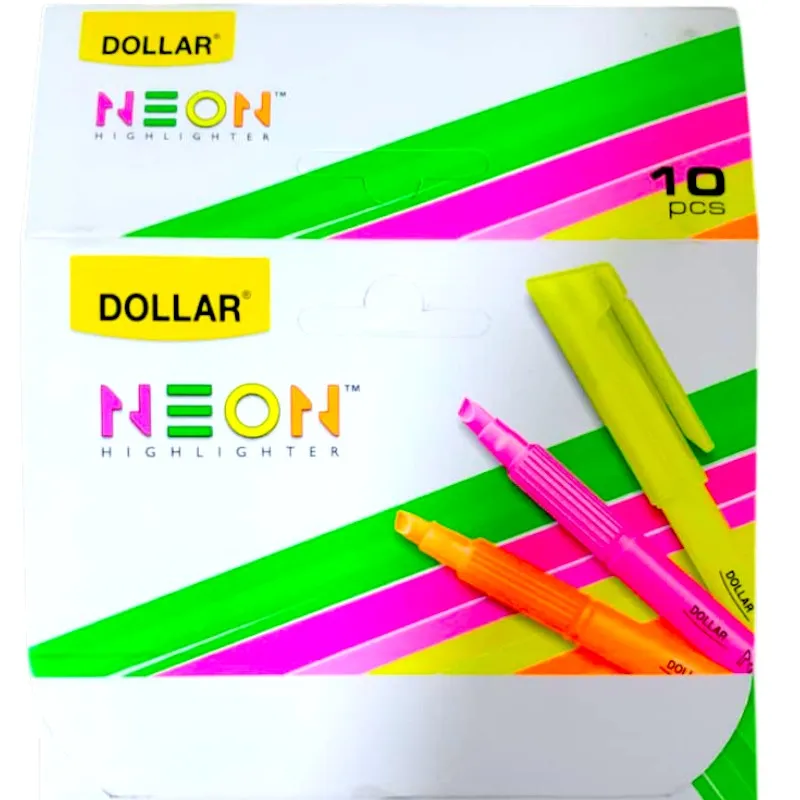 [695240210212] Dollar Neon Highlighter Marker - 10 PCS
