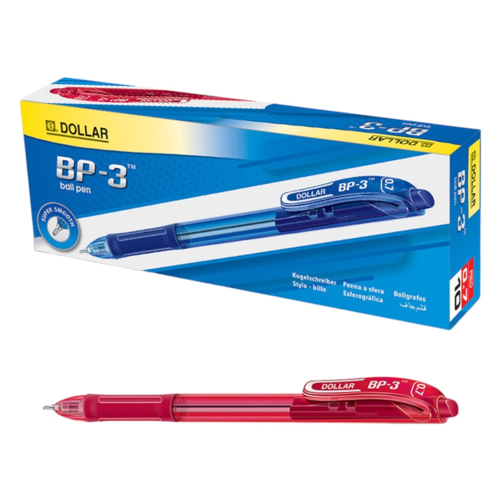Dollar BP-3 Ball Pen - Red - 0.7mm - 1 Pcs - No. BP 3F