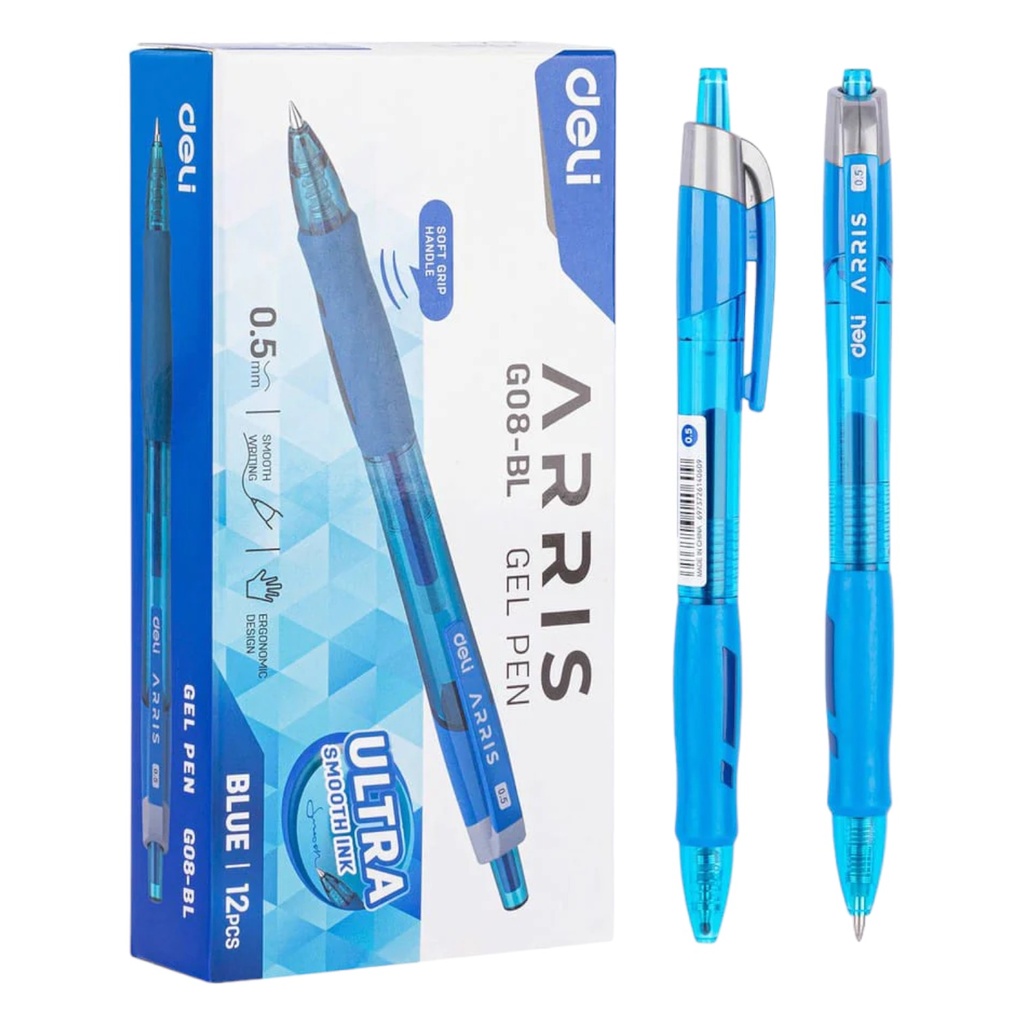 Deli Arris Gel Pen - Blue - 0.5mm - 1 Pcs - No. G08-BL