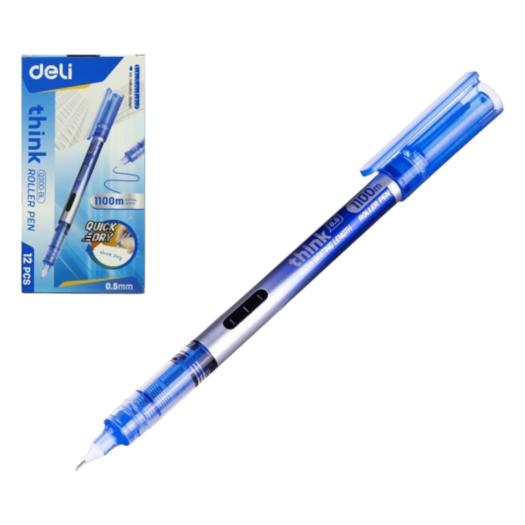 [6921734938602] Deli Think Roller Pen - Blue - 1 Pcs - 0.5mm - No. Q300-BL