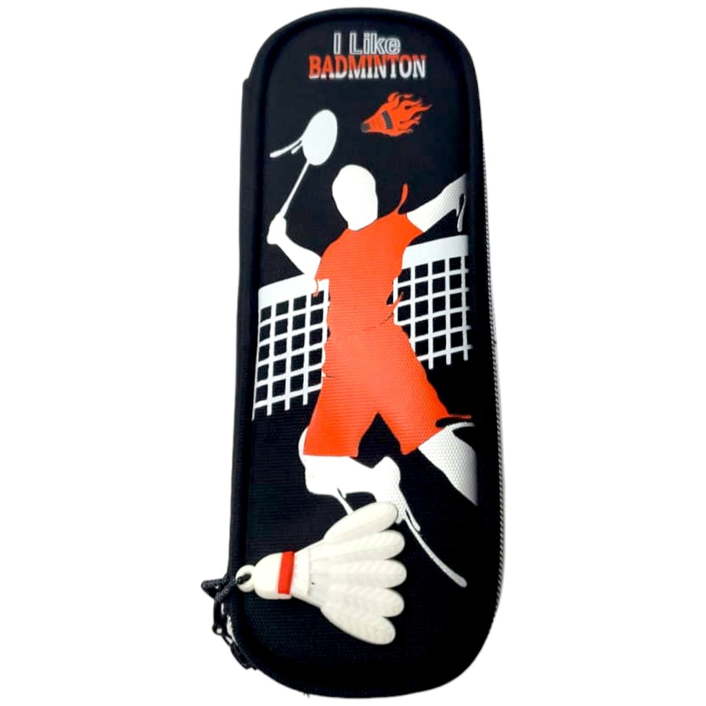 Single Zipper Pencil Pouch - Black - BD-916 - Badminton