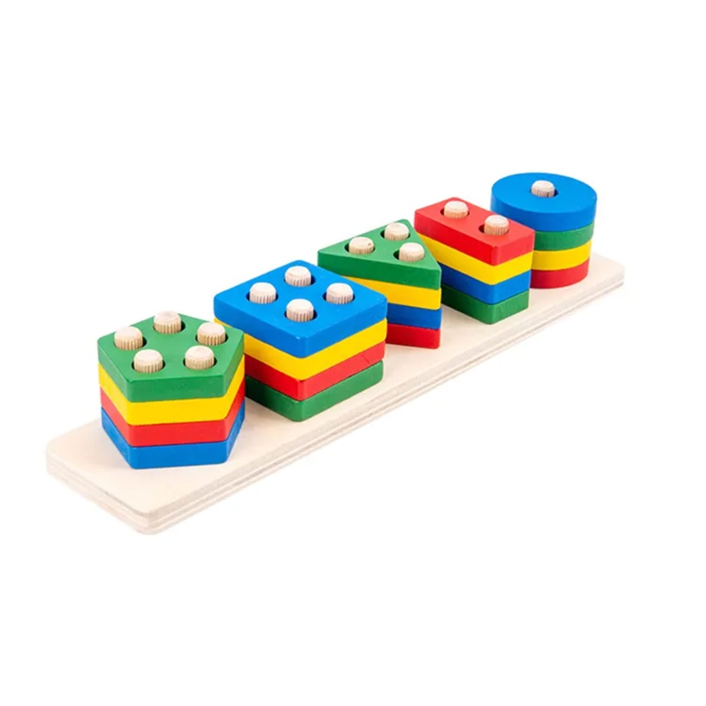 Wooden Geometric Sorter - 5 Shapes - Know The Coloe