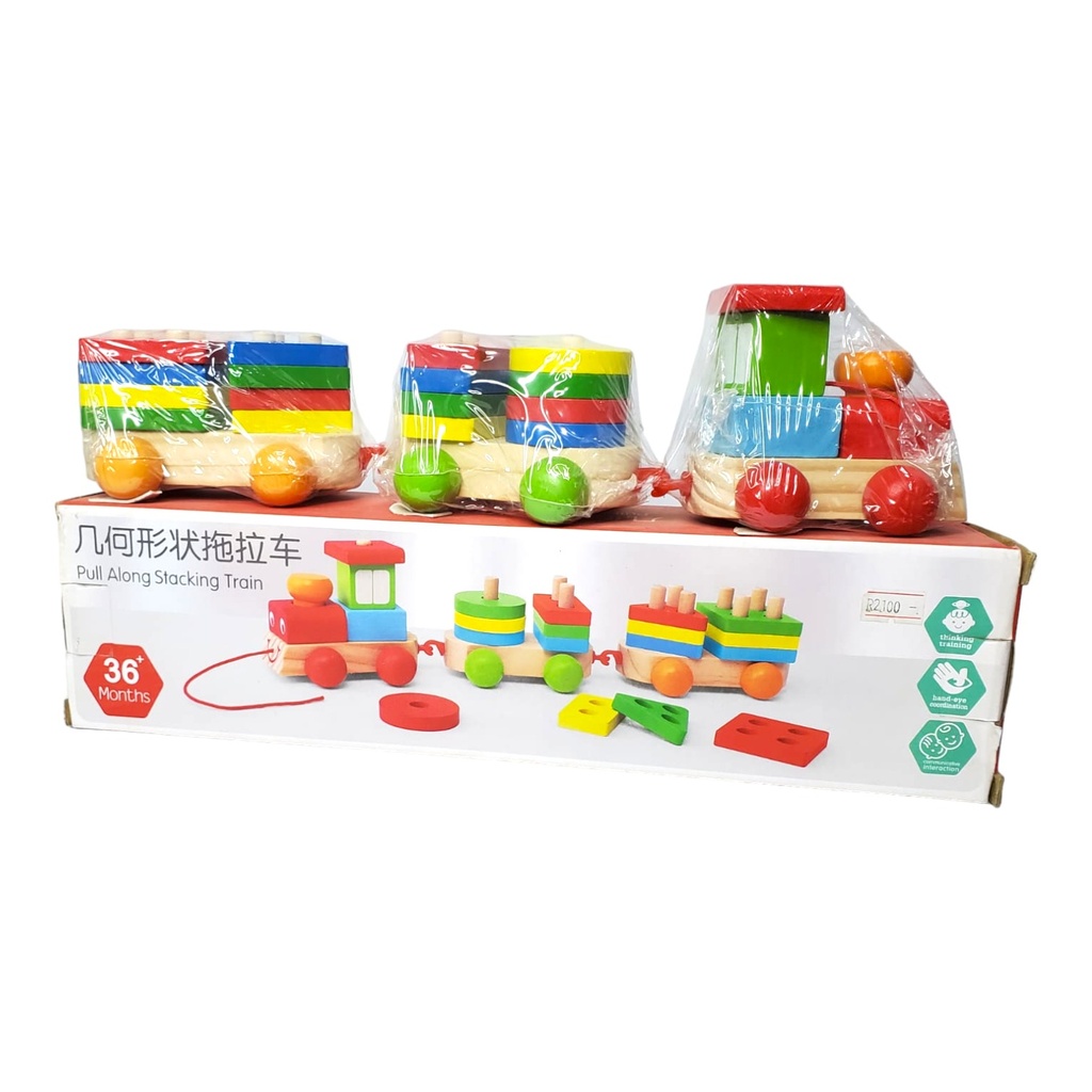 Wooden Pull Along Stacking Train