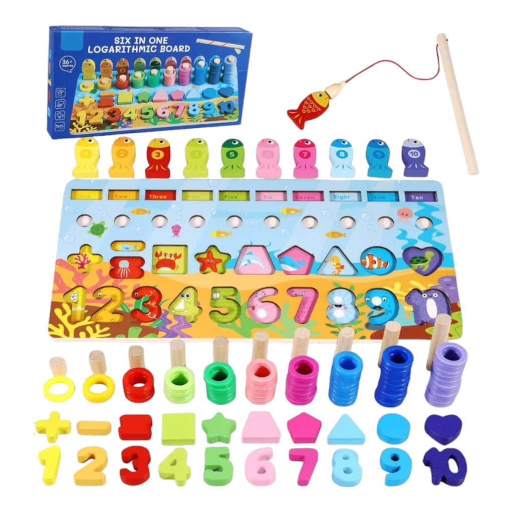 Wooden Fishing Logarithmic Board 6 in 1