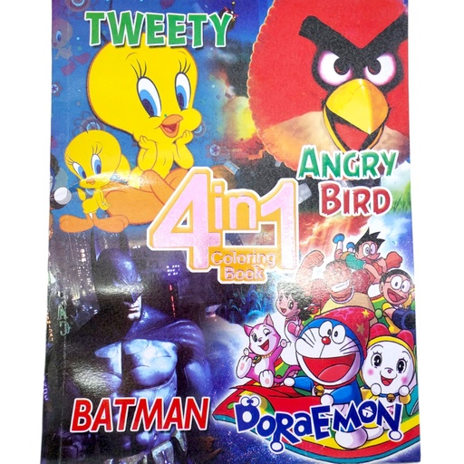 4 in 1 Colouring Book For Boys - Assorted Character