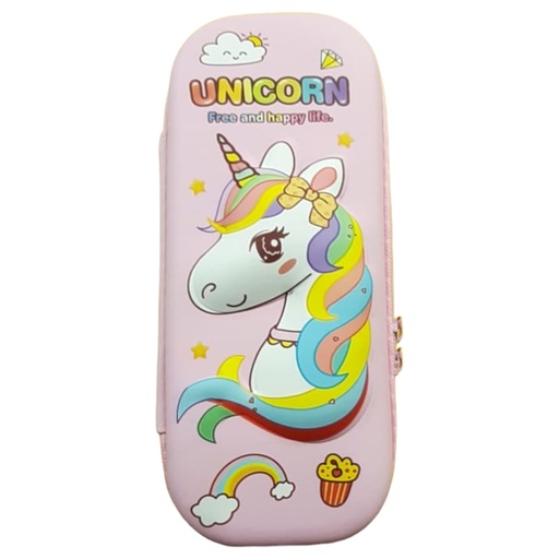 Unicorn Hard Cover Pencil Pouch - Pink