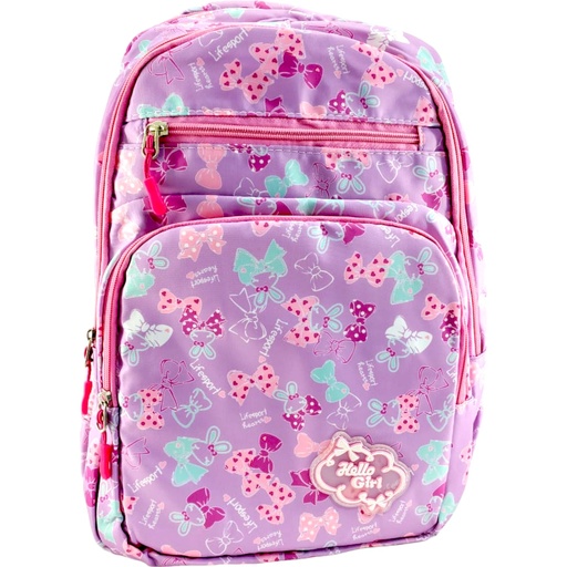 Hello Girl Bow School Bag - Purple - Class - 1 - 3( IMPORTED )