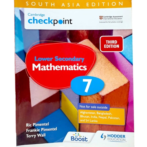 [9781398301948] Cambridge Checkpoint Lower Secondary Mathematics Book 7 - South Asia 3rd Edition - Hodder Education