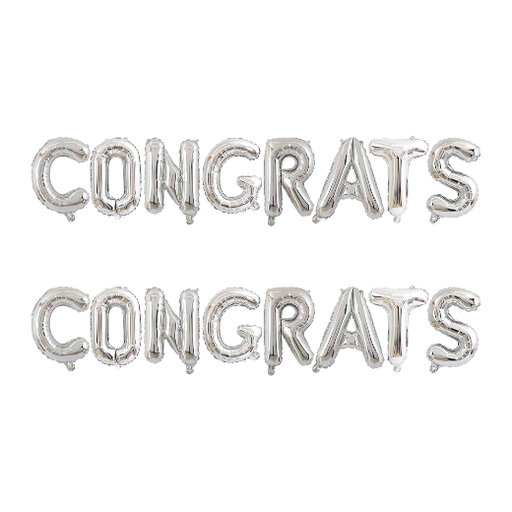"CONGRATS" Foil Balloons - 26 inch - Silver