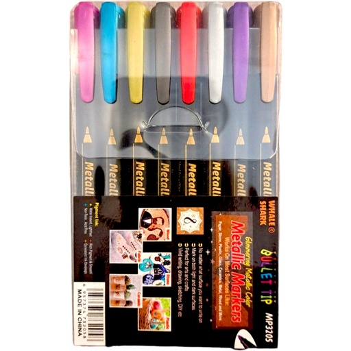 [6957374732058] Metallic Markers 8 Colours (Bullet Tip) - MP3205