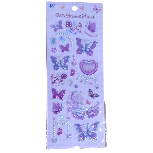 Butterflies Embossed Sticker - Pink