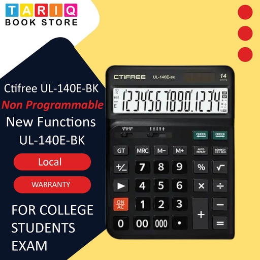 [6927729000040] Ctifree Erogonomic Ladder Buttons Calculator - No. UL-140E-BK