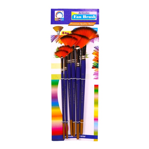 Omega Artist Fan Shaped Brushes - Pack of 6  - NO.888NB6