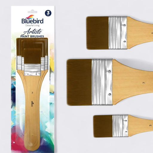 [5065015656074] BlueBird Colours Living Artists Paint Brushes Gesso Brush Set Of 3 - Model - No.G0532