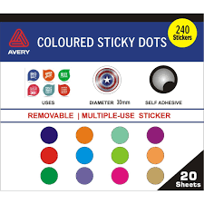 Coloured Sticky Dots 30MM Gold / Silver - AES 100 GS-L