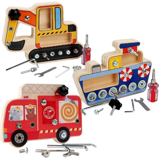 Wooden Fire Truck Nut Building Block Cab