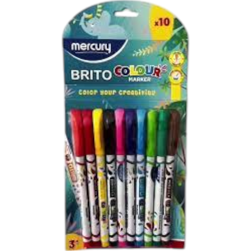 [8964002506200] Mercury Brito Colour Marker Pack of 10