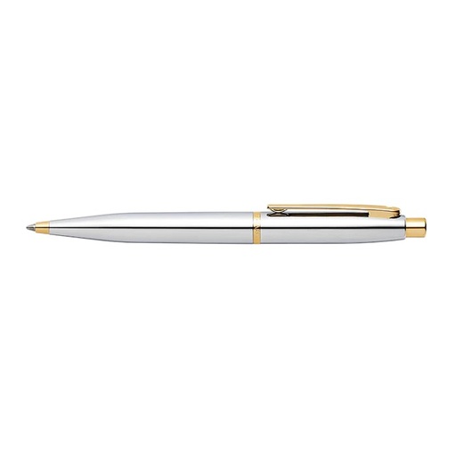 [074040114577] Sheaffer VFM 9422 Polished Chrome Gold Tone Trim Ballpoint Pen