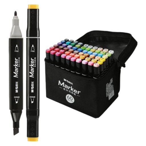 M&G Alcohol Marker pens double Sided - Set of 60 pcs in a bag