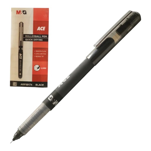 [6941255150062 / 6941255150079] M&G ACE Roller Ball Pen Smooth Flow - Black - 1 Pcs - Needle Tip 50174