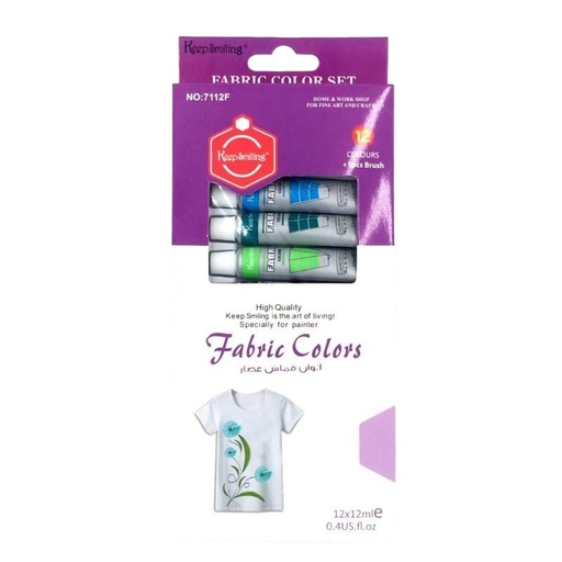 [6971479810282] Fabric Color Tube- 6ml - Pack of 12 - No.7112F- Keep Smiling