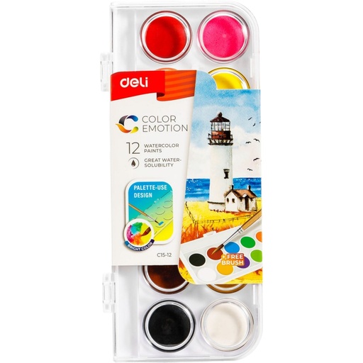 [6974776201029] 12 Water Colors Set - No. C15-12 - Deli