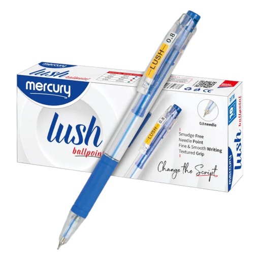 [8964001268284] Mercury Lush Ball Pen - Black - 0.8mm - 1 Pcs -  No. 4702