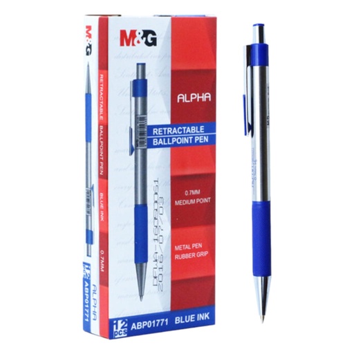 [6947503755355] M&G Alpha Retractable Ball Pen - Blue - 0.7mm - 1 Pcs - No. ABP01771