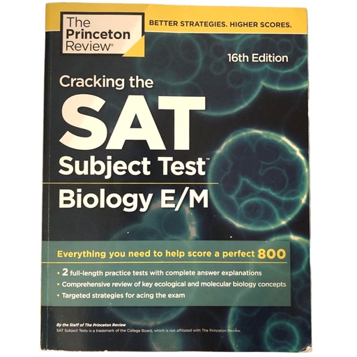 Cracking The SAT Subject Test Biology E/M Prep - 16th Edition - The Princeton Review