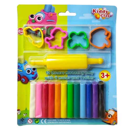 Modeling Clay with 1 Roller and 4 Cutters - 12 Pcs - 165g